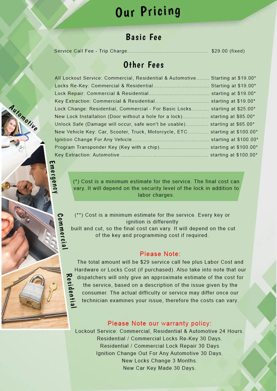 Lock Safe Services San Antonio, TX 210-780-7311 - Pricelist-2