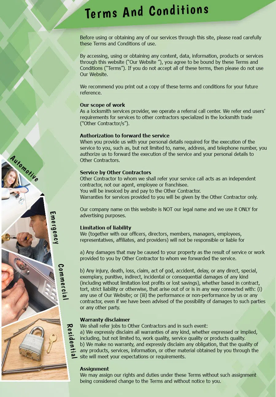 Lock Safe Services San Antonio, TX 210-780-7311 - TermsAndConditions-2